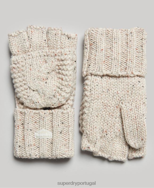 luvas de tricô mulheres bege acessórios Superdry 2208H4267