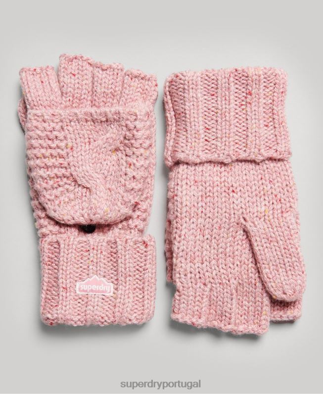 luvas de tricô mulheres rosa acessórios Superdry 2208H4264