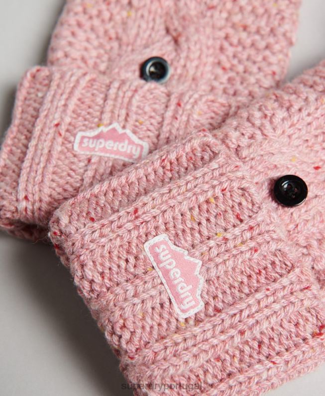 luvas de tricô mulheres rosa acessórios Superdry 2208H4264