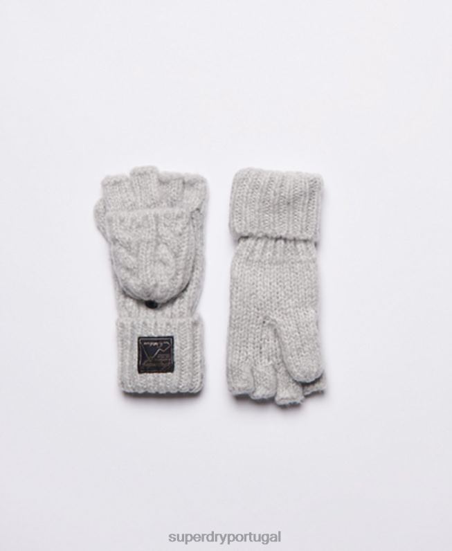 luvas de tweed mulheres cinza acessórios Superdry 2208H4286
