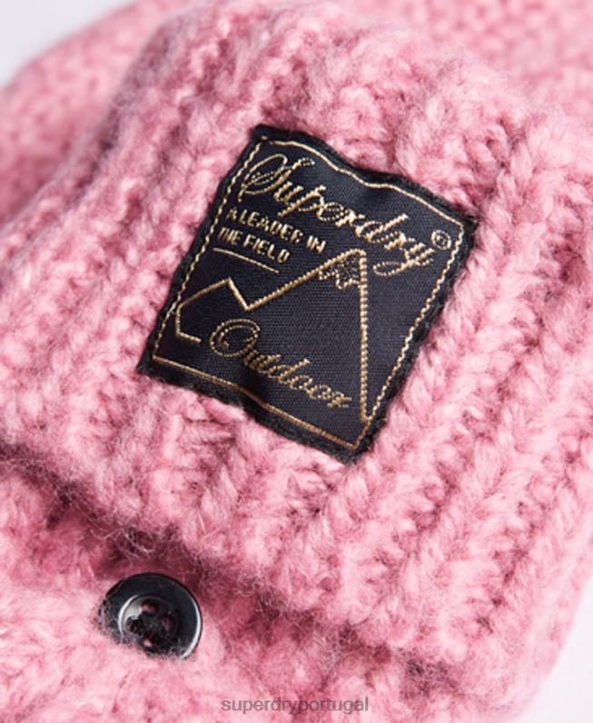 luvas de tweed mulheres rosa acessórios Superdry 2208H4289