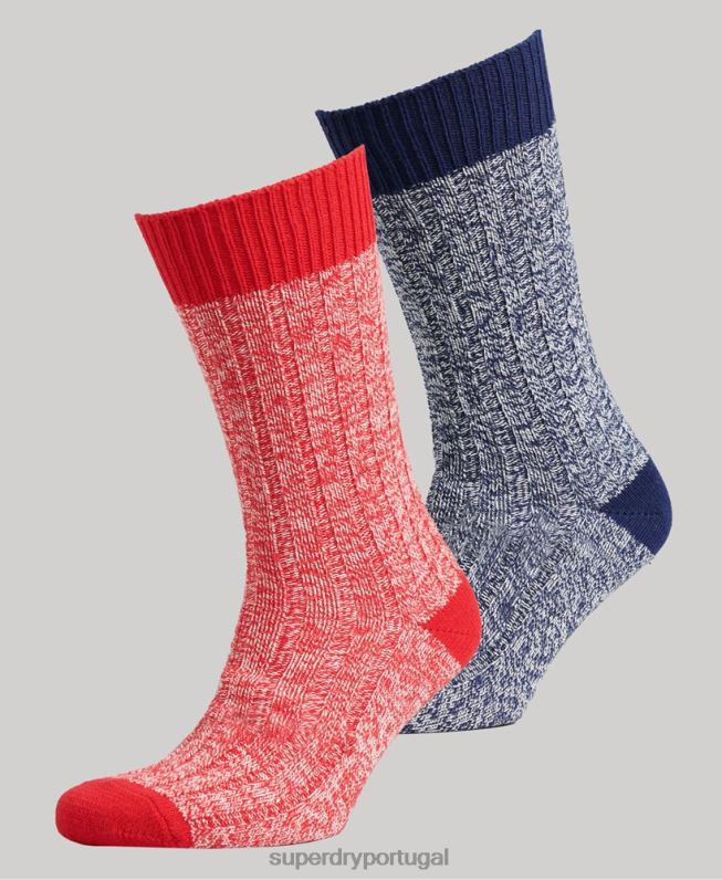 pacote de meias de caminhada de algodão orgânico mulheres multi acessórios Superdry 2208H4227