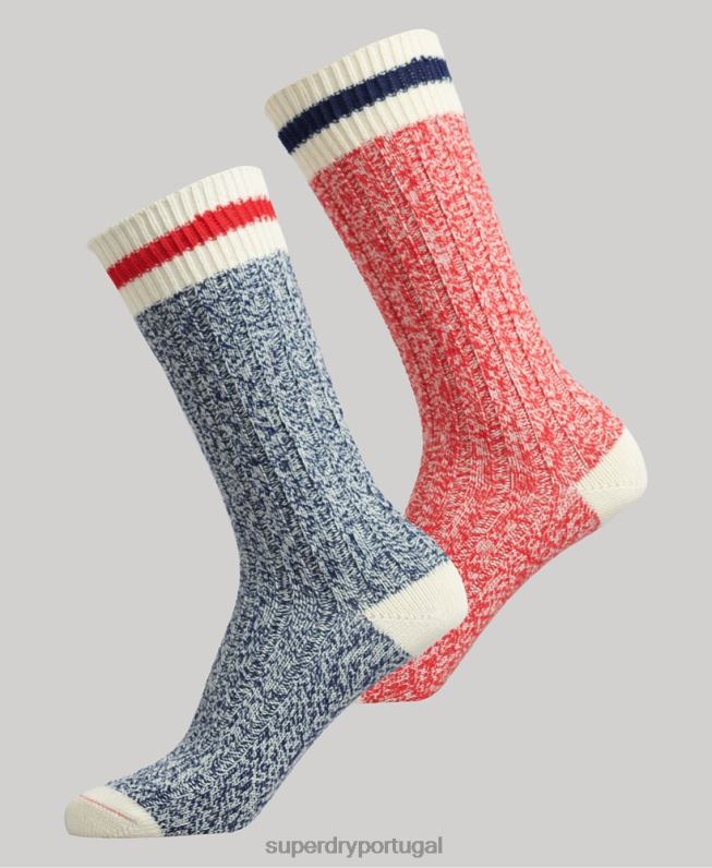 pacote de meias de caminhada de algodão orgânico mulheres multi acessórios Superdry 2208H4340