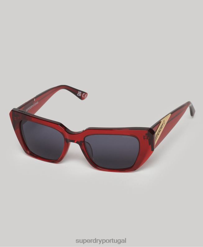 óculos de sol angulares sdr anos 90 mulheres vermelho acessórios Superdry 2208H2086