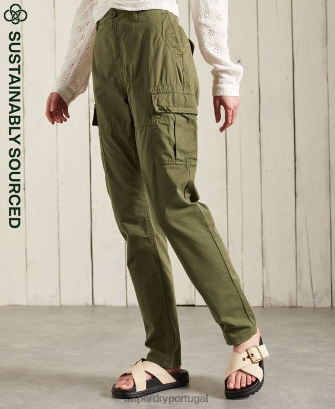 calças cargo finas mulheres verde roupas Superdry 2208H2605