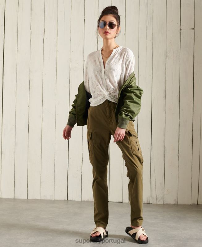calças cargo finas mulheres verde roupas Superdry 2208H2605