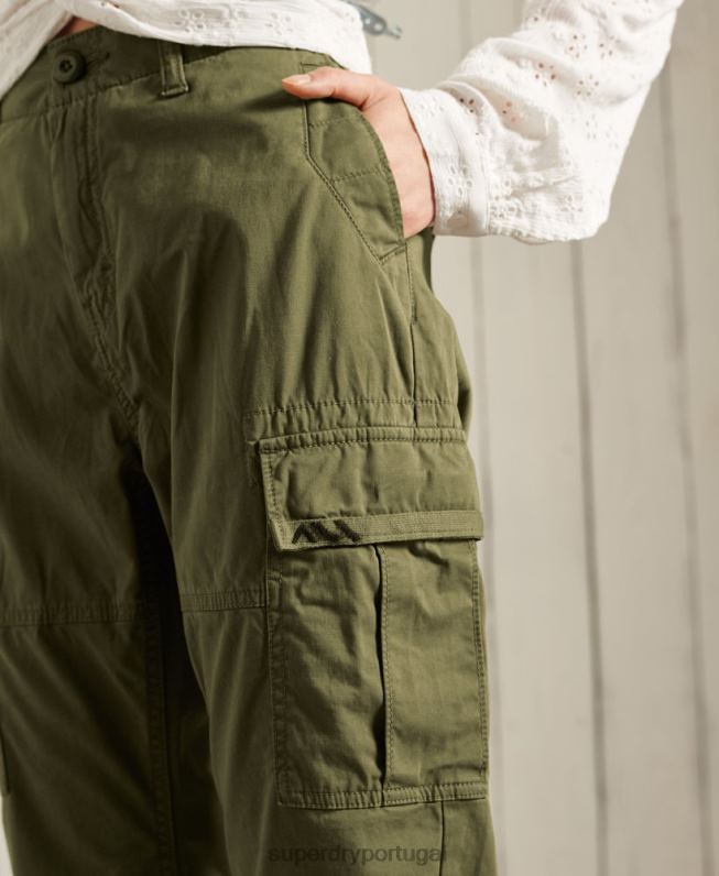 calças cargo finas mulheres verde roupas Superdry 2208H2605