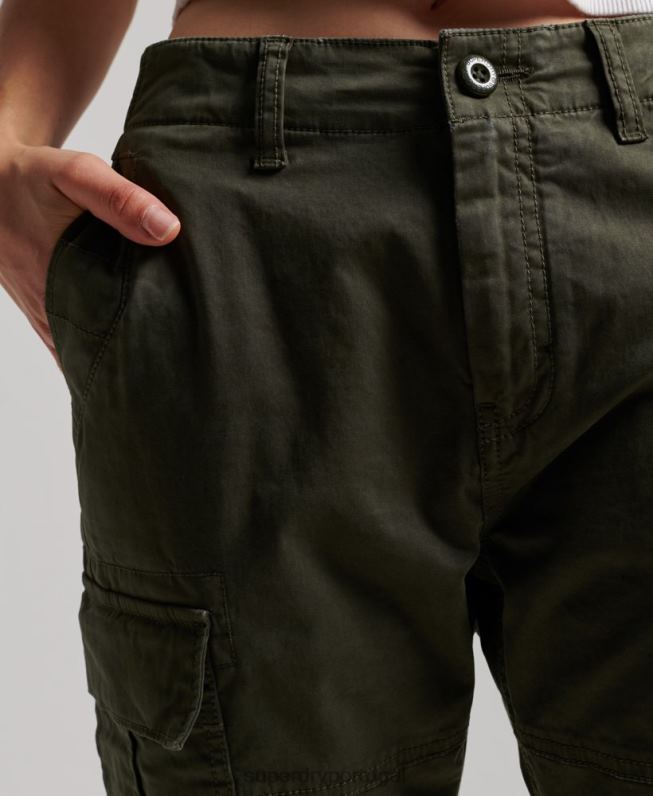 calças cargo slim de algodão orgânico mulheres verde roupas Superdry 2208H2574