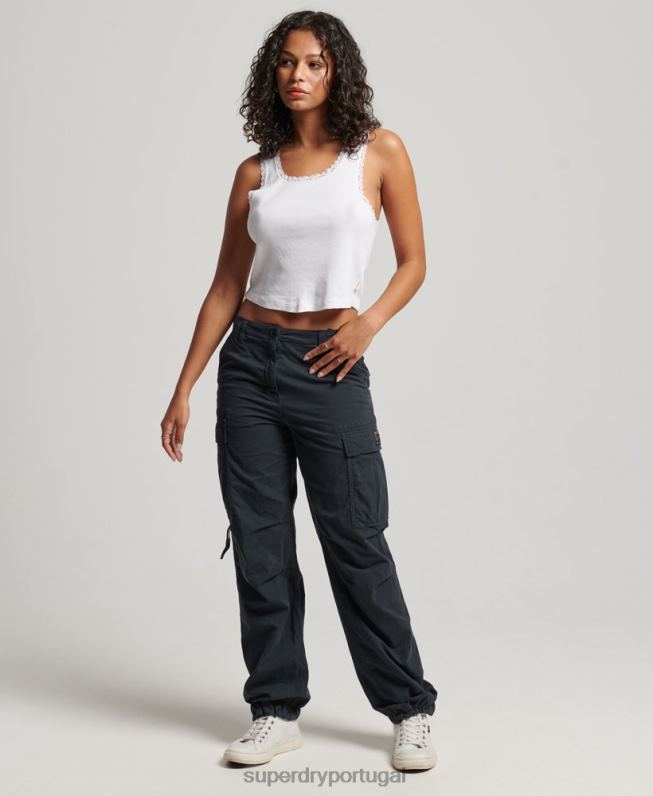 calças cargo vintage de cintura baixa mulheres marinha roupas Superdry 2208H2273