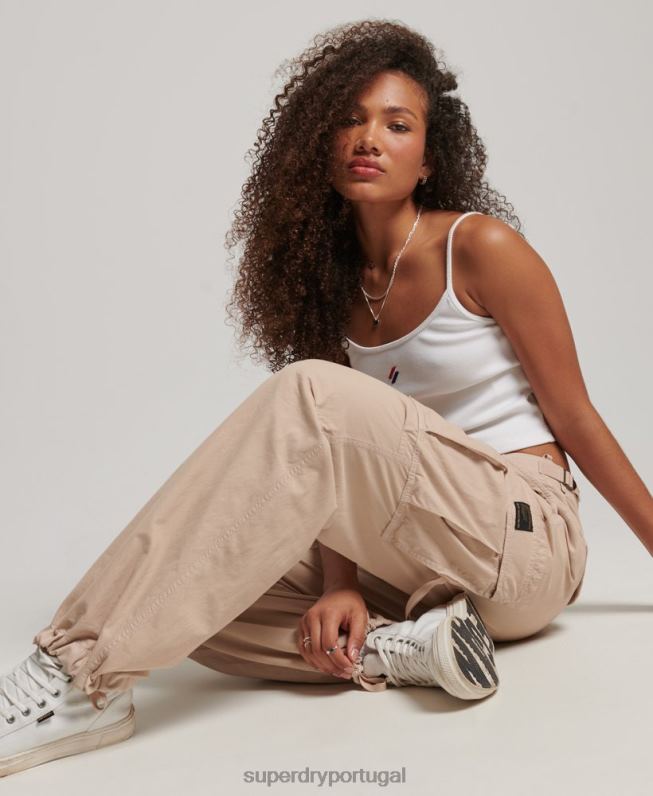 calças cargo vintage de cintura baixa mulheres marrom roupas Superdry 2208H2036