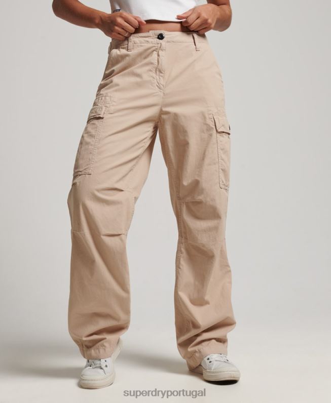 calças cargo vintage de cintura baixa mulheres marrom roupas Superdry 2208H2036