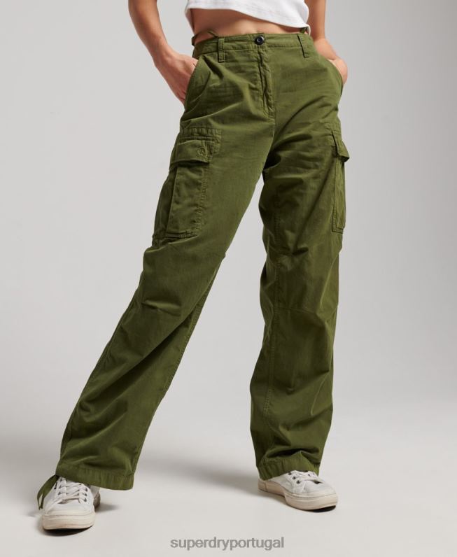 calças cargo vintage de cintura baixa mulheres verde roupas Superdry 2208H2038