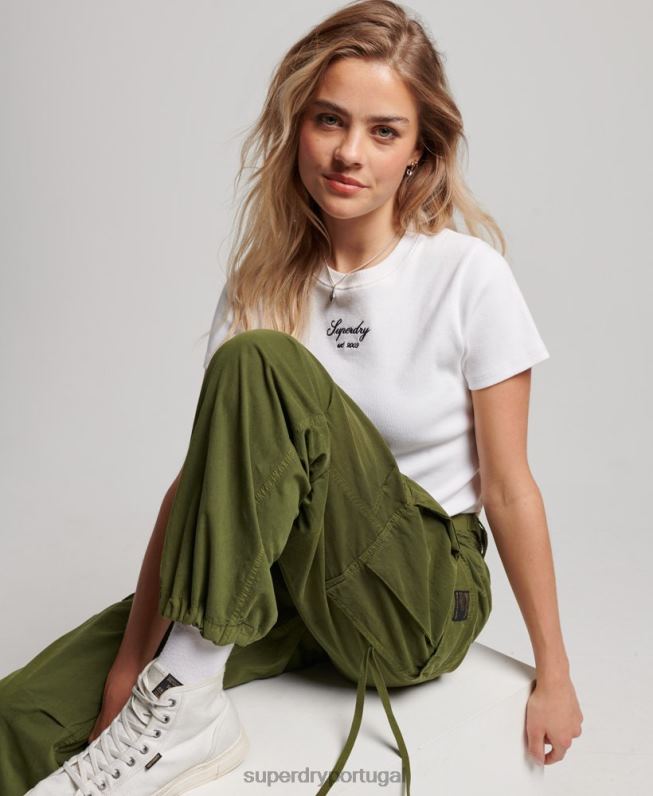 calças cargo vintage de cintura baixa mulheres verde roupas Superdry 2208H2038