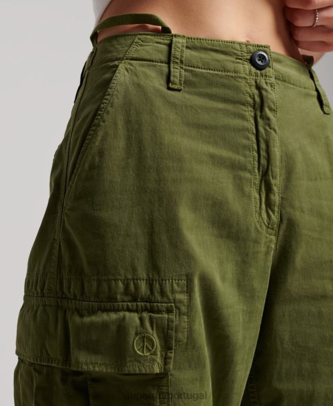 calças cargo vintage de cintura baixa mulheres verde roupas Superdry 2208H2038