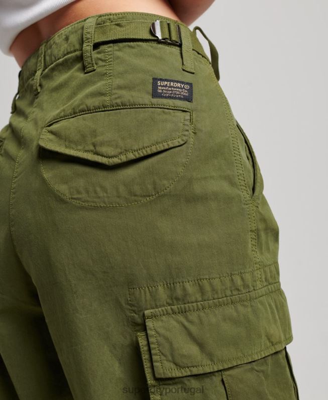 calças cargo vintage de cintura baixa mulheres verde roupas Superdry 2208H2038