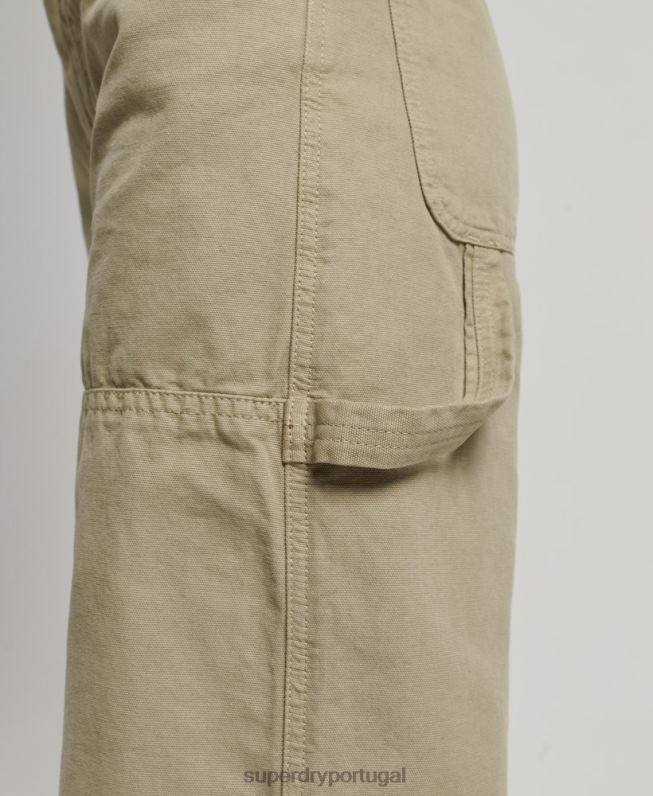 calças de carpinteiro largas vintage de algodão orgânico mulheres verde roupas Superdry 2208H2556