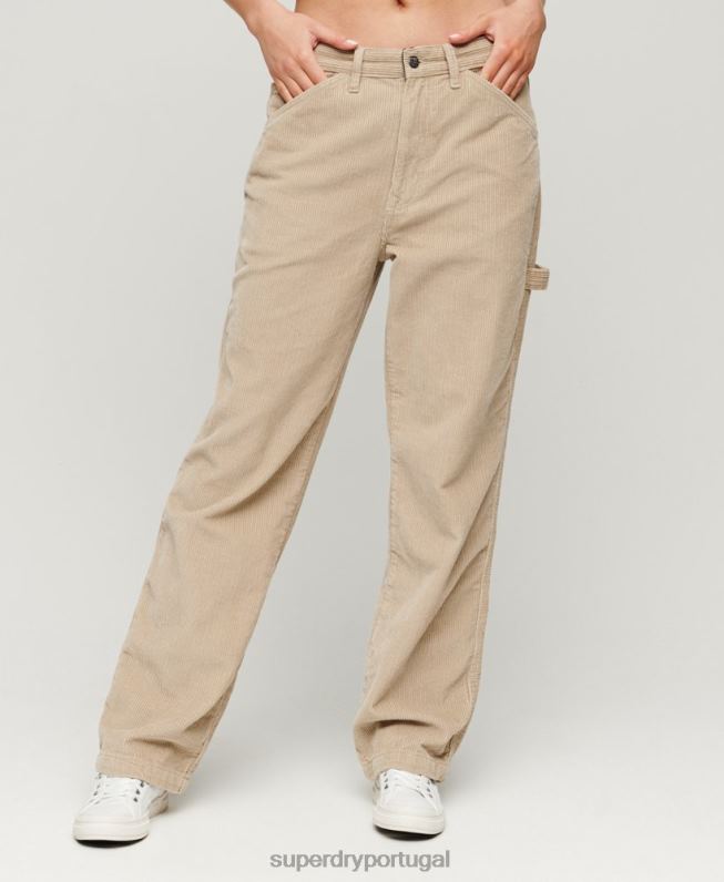 calças de carpinteiro mulheres marrom roupas Superdry 2208H2565