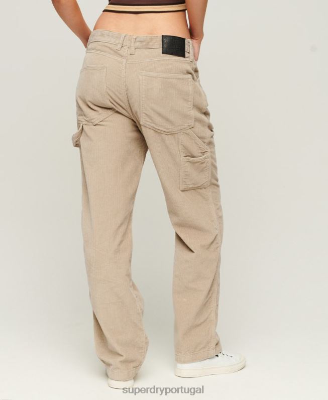 calças de carpinteiro mulheres marrom roupas Superdry 2208H2565