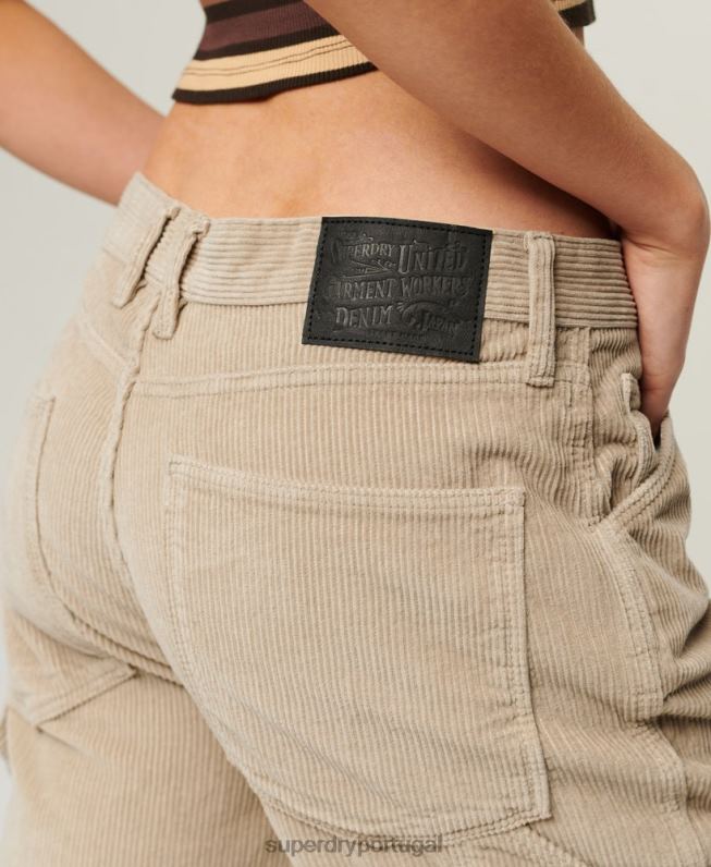 calças de carpinteiro mulheres marrom roupas Superdry 2208H2565