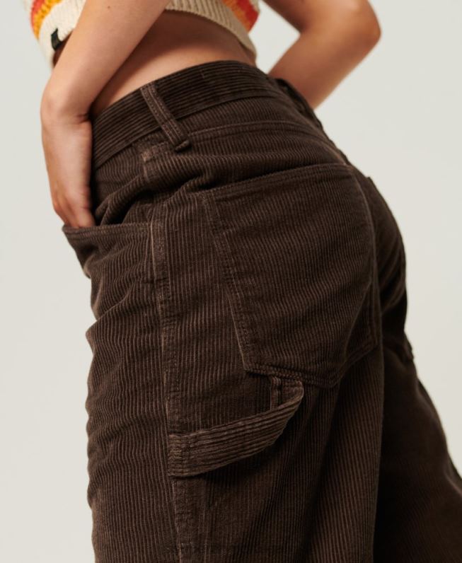 calças de carpinteiro mulheres marrom roupas Superdry 2208H2568