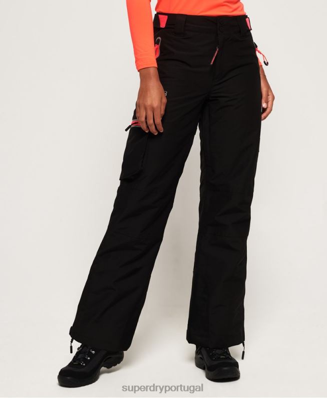 calças de neve mulheres preto roupas Superdry 2208H2610