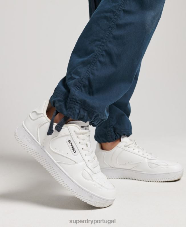 calças de paraquedas de algodão orgânico mulheres marinha roupas Superdry 2208H2600