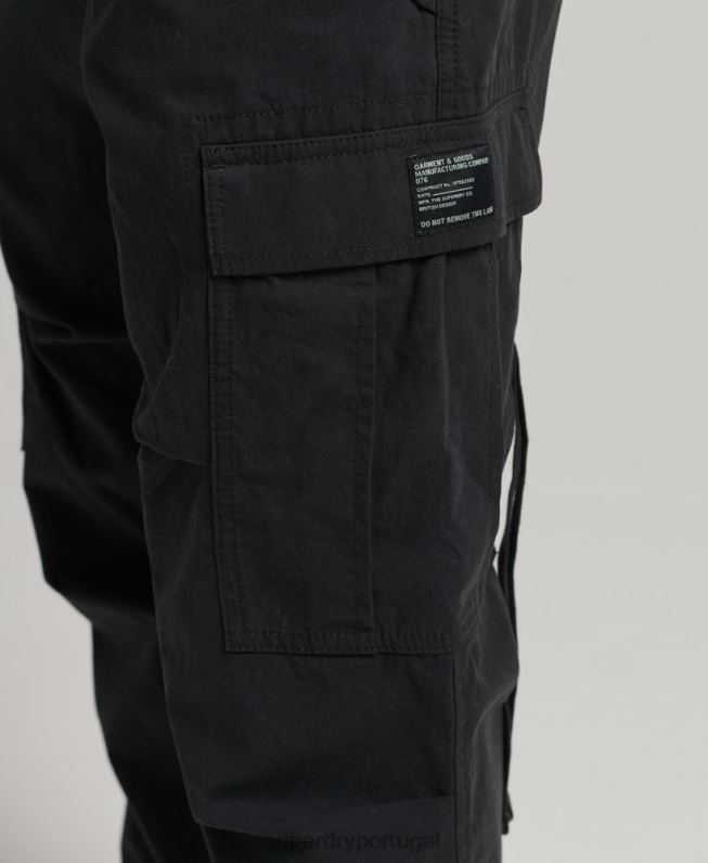 calças de paraquedas de algodão orgânico mulheres preto roupas Superdry 2208H2604