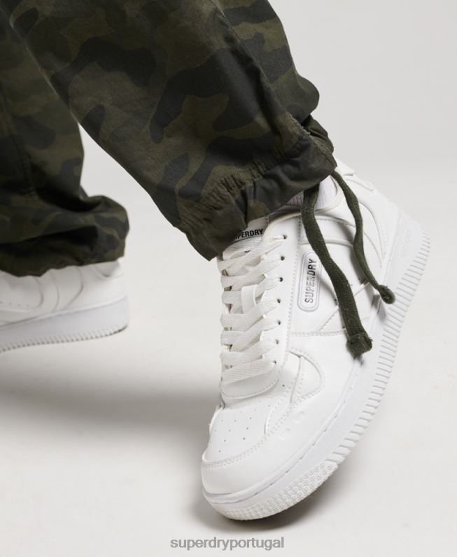 calças de paraquedas de algodão orgânico mulheres verde roupas Superdry 2208H2602