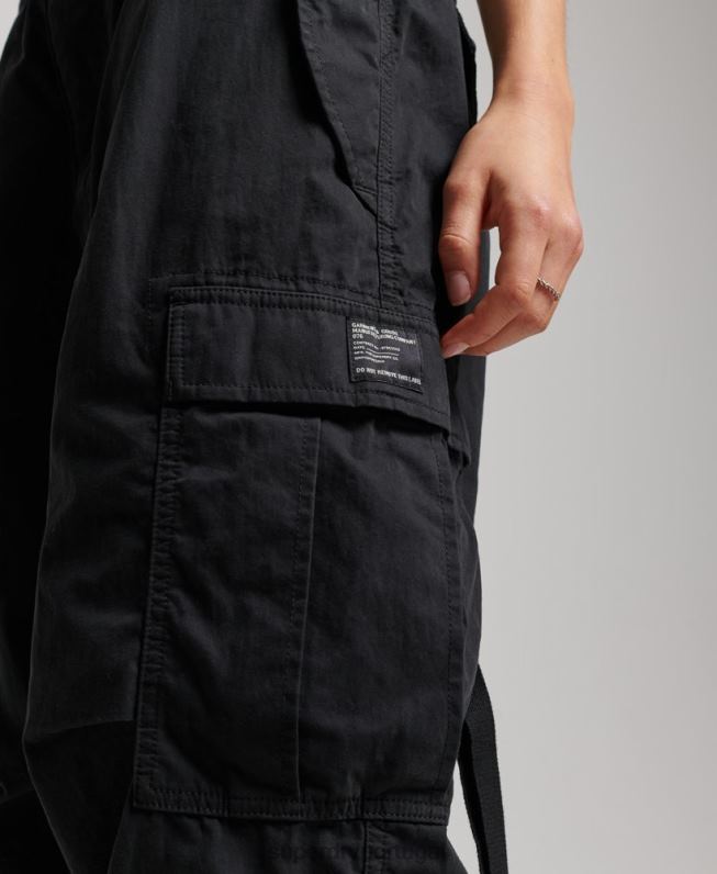 calças de paraquedas mulheres preto roupas Superdry 2208H2567