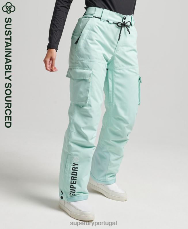 calças de resgate final mulheres azul claro roupas Superdry 2208H6596