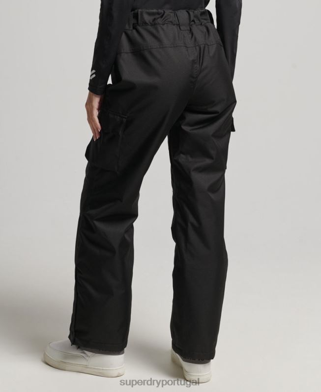 calças de resgate mulheres preto roupas Superdry 2208H6550