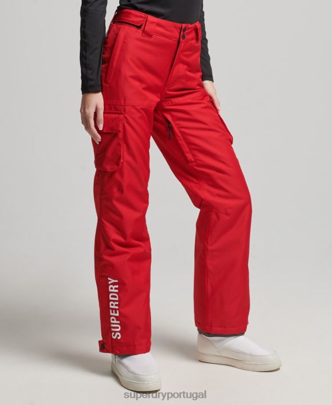 calças de resgate mulheres vermelho roupas Superdry 2208H6548