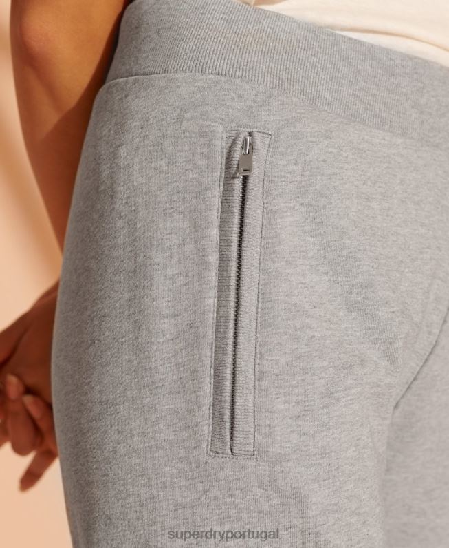 calças de trilha de algodão orgânico de edição limitada mulheres cinza claro roupas Superdry 2208H3943