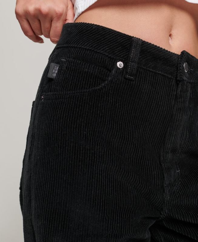 calças largas de cordão vintage mulheres preto roupas Superdry 2208H2577