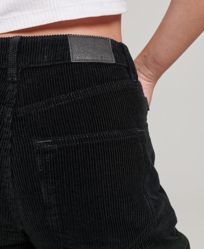 calças largas de cordão vintage mulheres preto roupas Superdry 2208H2577