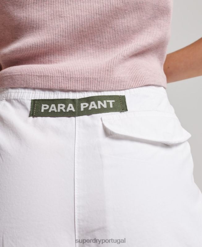 calças largas de pára-quedas mulheres branco roupas Superdry 2208H1979
