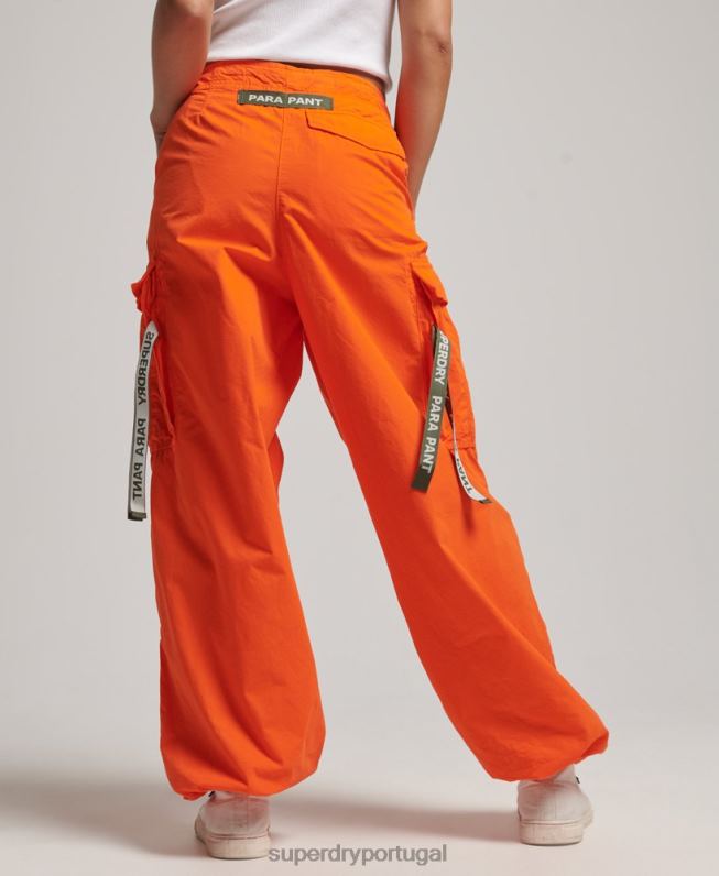 calças largas de pára-quedas mulheres laranja roupas Superdry 2208H1973