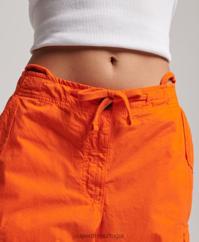 calças largas de pára-quedas mulheres laranja roupas Superdry 2208H1973