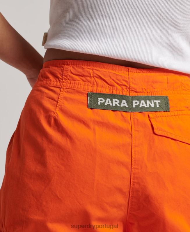 calças largas de pára-quedas mulheres laranja roupas Superdry 2208H1973