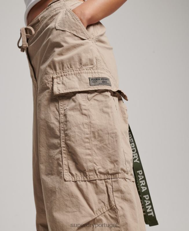 calças largas de pára-quedas mulheres marrom roupas Superdry 2208H1961