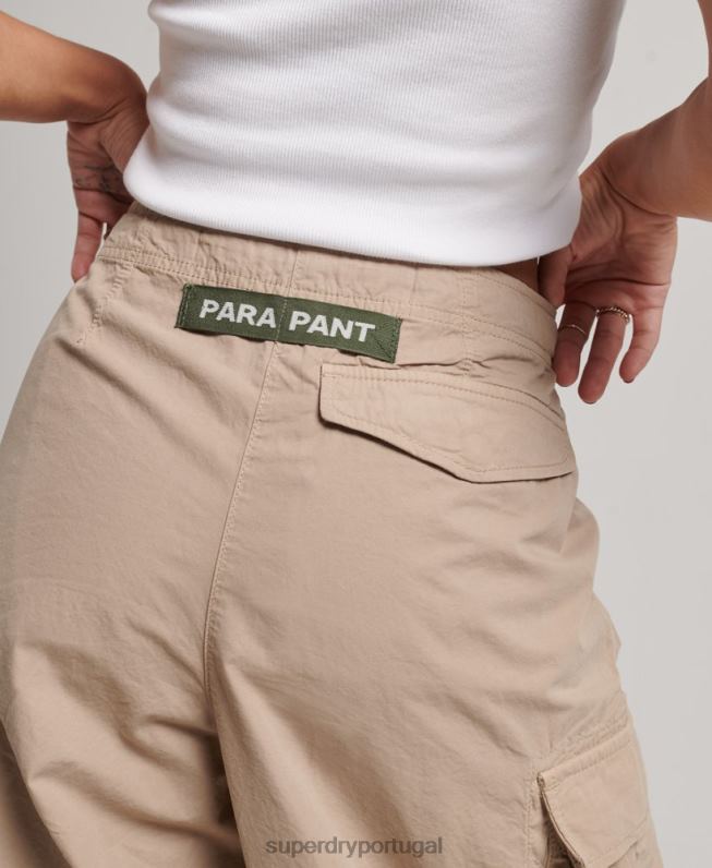 calças largas de pára-quedas mulheres marrom roupas Superdry 2208H1961