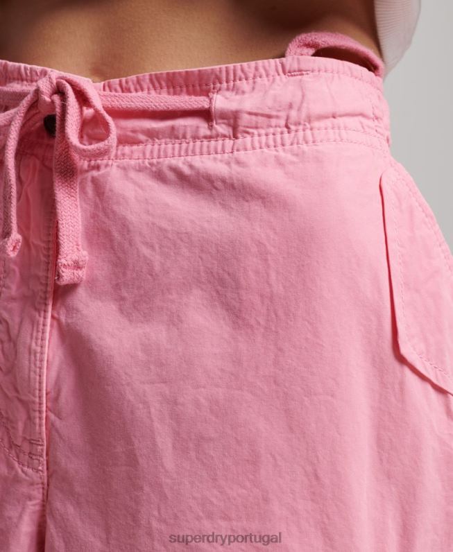 calças largas de pára-quedas mulheres rosa roupas Superdry 2208H1989