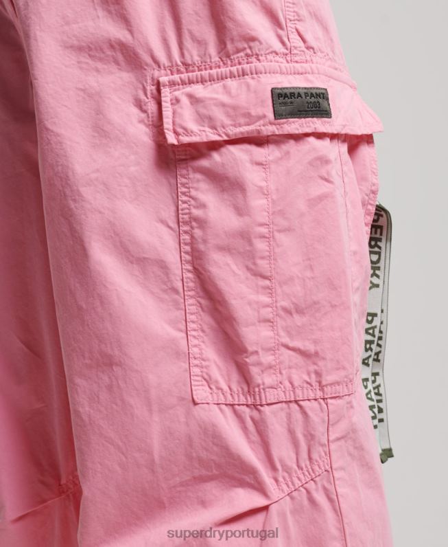 calças largas de pára-quedas mulheres rosa roupas Superdry 2208H1989