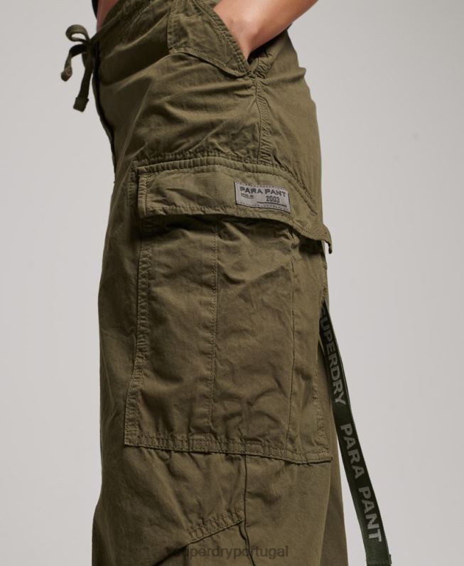 calças largas de pára-quedas mulheres verde roupas Superdry 2208H2095