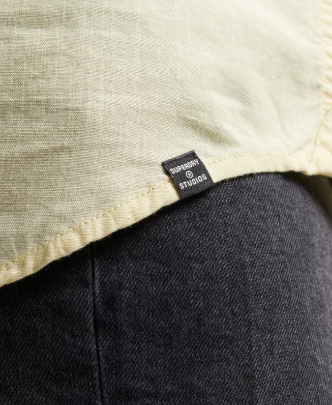 camisa de namorado de linho mulheres amarelo roupas Superdry 2208H6524