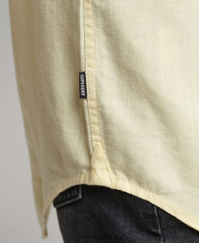 camisa de namorado de linho mulheres amarelo roupas Superdry 2208H6524