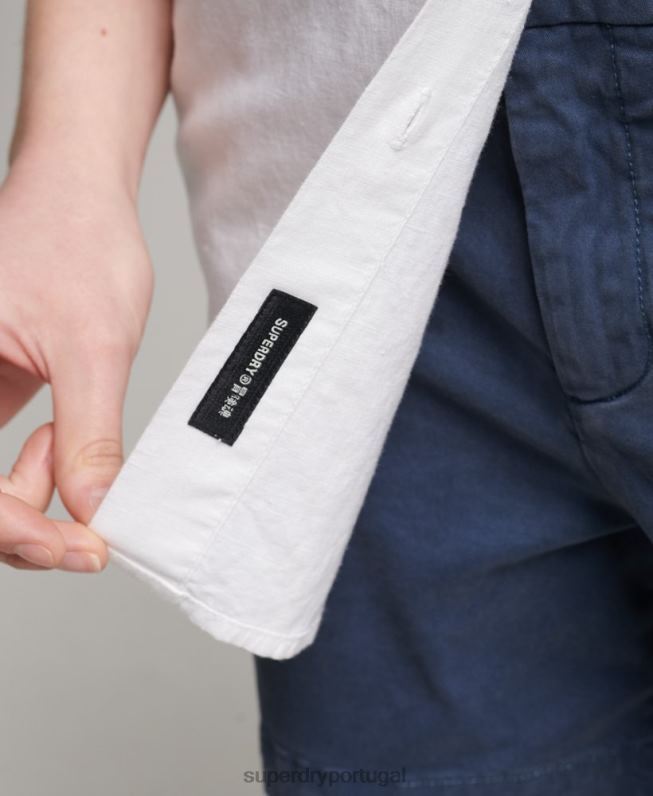 camisa de namorado de linho mulheres branco roupas Superdry 2208H2963