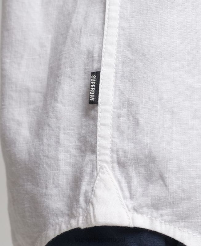 camisa de namorado de linho mulheres branco roupas Superdry 2208H2963
