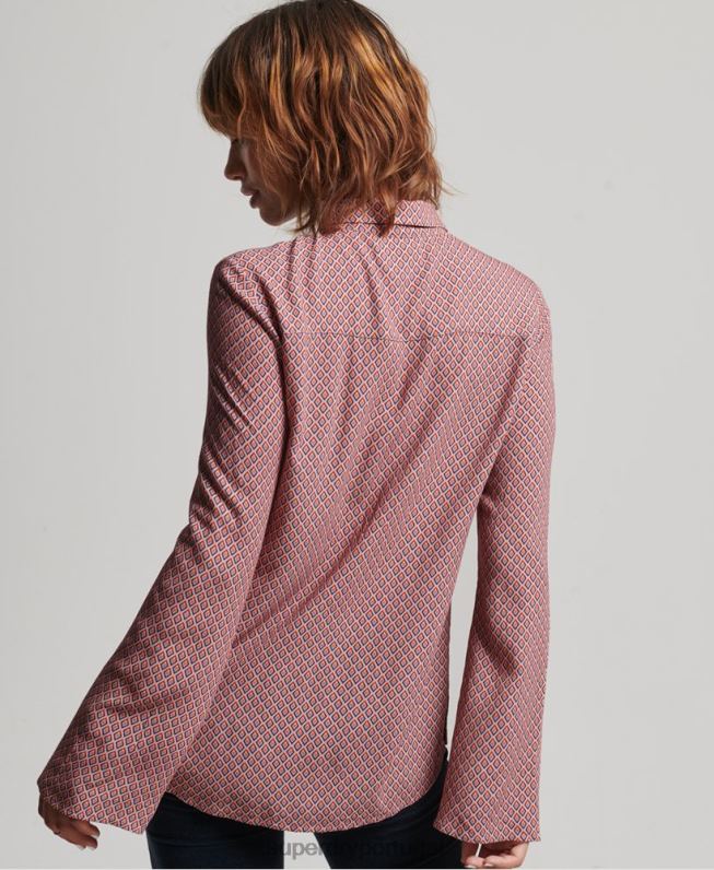 camisa manga longa com estampa anos 70 mulheres rosa roupas Superdry 2208H6593