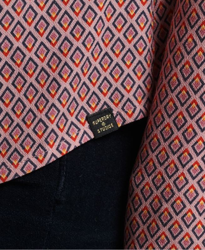 camisa manga longa com estampa anos 70 mulheres rosa roupas Superdry 2208H6593